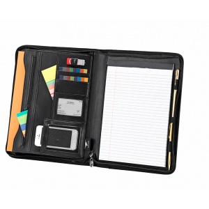 Falcon Mapa conferinte A4, imitatie piele neagra, cu buzunare si fermoar