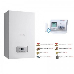 Saunier Duval Thelia Condens 35-A R1 35 kW + Kit accesorii instalare centrala + termostat de ambient wireless