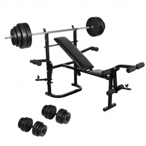 vidaXL Bancă fitness, halteră și set gantere
