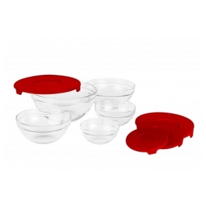 Vanora SET 5 BOLURI DE STICLA CU CAPAC, ROSU VN- GB1401R