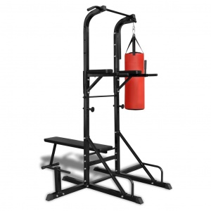 vidaXL Aparat de fitness cu bancă pentru abdomene și sac box