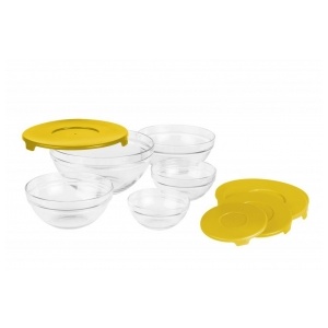 Vanora SET 5 BOLURI DE STICLA CU CAPAC, GALBEN VN- GB1401Y