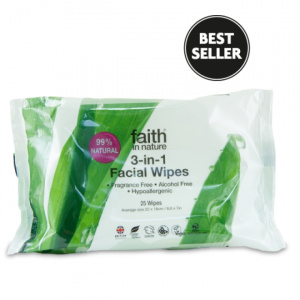 faith in nature Servetele demachiante 3 in 1, cu aloe vera si musetel, 25 buc