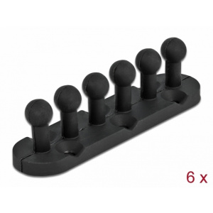 Delock Set 6 organizatoare cu 5 sloturi autoadeziv/surub Negru 18332