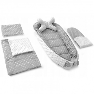 Tutumi Set 5 in 1 Babynest Minky 2 perne 1 paturica si o saltea cu doua fete TT37547