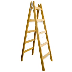 ROMPROFIX Scara lemn dubla cu lant sustinere 185cm / 5 trepte SL005
