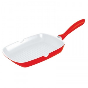 DeKassa Tigaie grill, 24 cm, interior ceramic, Rosu