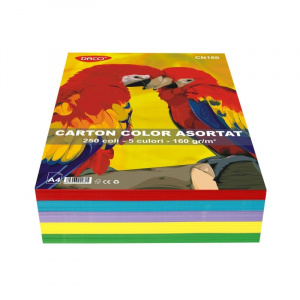 Daco Carton color asortat 160g A4 250 coli 10 culori asortate