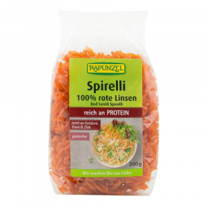 Rapunzel Spirelli din linte rosie fara gluten, bio, 300 g