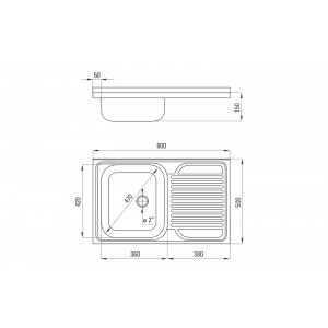 Deante Chiuveta de bucatarie ZM5 311L, 50 cm , 1 camera , Rezistenta la impact , Inox