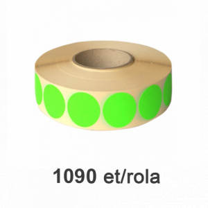 Raflatac-Budaval Role de etichete semilucioase rotunde verzi fluo 35mm, 1090 et./rola - 35X35X1090-SGP-R-GREF