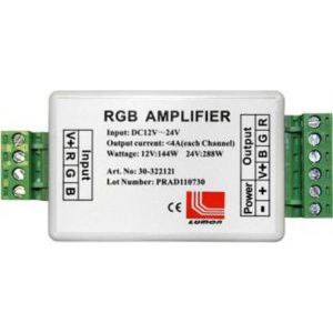 LUMEN Amplificator de putere pentru benzi RGB 12VDC 12A/144W total (4A/48w/culoare) / 24VDC 12A/288W total (4A/96w/culoare) , 12 V DC, LUM30-322121