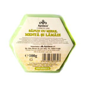 Apidava Sapun cu Miere, Menta si Lamaie, 100g