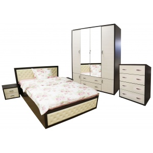 Spectral Mobila Torino cu pat cu somiera metalica rabatabila 160x200 cm, Wenge / Brad