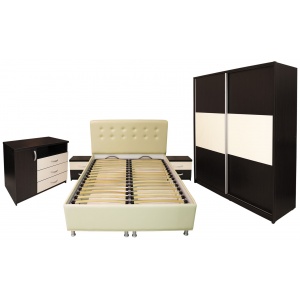 Spectral Mobila Milano cu pat 140x200 cm, Wenge / Vanilie