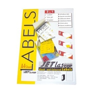 Etilux Etichete autoadezive pentru biblioraft 5 cm, 7/A4, 192 x 38 mm, 25 coli/top, JETLASCOP - albe