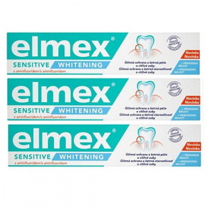 Elmex Whitening pastă de dinți Sensitiv e albirea dinților 3 x 75 ml