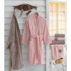 CottonBox Set matrimonial 2 halate baie +4 prosoape, Roz Pudra/Bej
