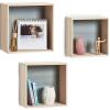 Zeller Set 3 rafturi CUBES, Lemn, Maro