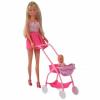 Simba Steffi Sweet 29 cm roz cu carucior si accesorii
