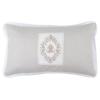Stof Perna decorativa gri cu broderie si dantela Charmille