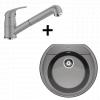 BLANCO RONDOVAL 45 SILGRANIT + baterie DARAS-S, Alumetalic