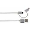 Skross USB cu conector micro USB - lightning argintiu 1m Steel Line
