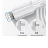 Benks USB - USB-C D35 Quick Charging 0.25m Alb