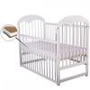 BabyNeeds Oskar 120x60 cm, cu laterala culisanta, Alb + Saltea 12 cm