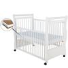 BabyNeeds Jas 120x60 cm cu laterala culisanta Alb + Saltea 12 cm