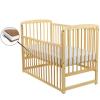 BabyNeeds Ola 120x60 cm cu laterala culisanta Natur + Saltea 8 cm