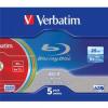 Verbatim BD-R SL LTH Type 25GB 6x Colour 5 Pack Slim Case (43774)