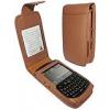 Piel Frama Husa Piele pentru Blackberry Curve 8900 Flip Maro