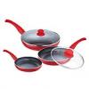 Renberg Set tigai marmorate, 5 piese, Rosu