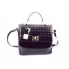 Geanta dama neagra CORY, din piele naturala lacuita premium & piele intoarsa, model deosebit.