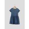 United Colors of Benetton Rochie evazata din chambray albastru inchis melange
