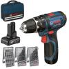 Bosch GSB 12V-15 + 3 seturi de accesorii + Geanta textil 0615990HR9