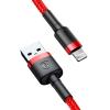 Baseus Cablu Lightning Kevlar USB Gray & Red (1m, output 2.4A, impletitura textila)
