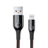 Baseus Cablu Lightning C-Shaped Light Intelligent Power-Off Black (1m, output 2.4A, impletitura text