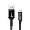 Baseus Cablu Lightning X-type Light USB Black (1m, output 2.4A, impletitura polyester)