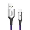 Baseus Cablu Lightning X-type Light USB Purple (1m, output 2.4A, impletitura polyester)