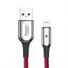 Baseus Cablu Lightning X-type Light USB Red (1m, output 2.4A, impletitura polyester)