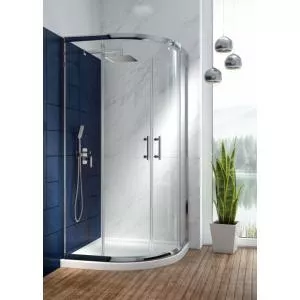 Deante Cabina de dus semirotunda crom 900x900mm, cu 2 usi glisante, Jasmin