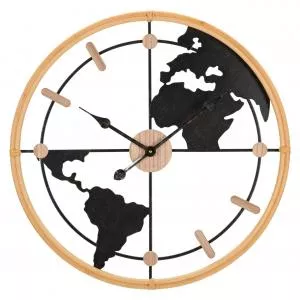 Mauro Ferretti Ceas de perete World New, Ø60 cm, fier/MDF, maro/negru