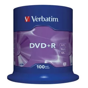 Verbatim 4.7GB 16x DVD+R Matt Silver 100 Pack Spindle (43551)