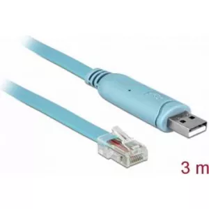 Delock  USB la Serial RS-232 RJ45 (pentru router Cisco) T-T 3m Bleu 63289