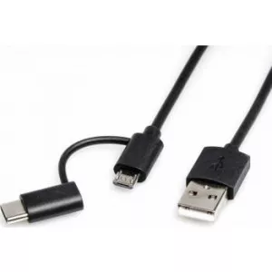 RoLine  micro USB-B 2.0 adaptor USB-C la USB-A T-T 1m Negru