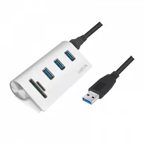 LogiLink USB 3.0, 3-port hub, with card reader and aluminum casing CR0045