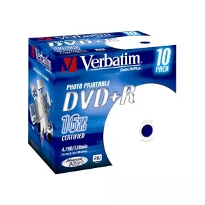 Verbatim DVD+R 16x, 4.7GB, printable, Jewel Case (43508)