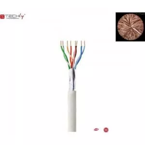 TECHLY Cablu de retea, F / UTP 4x2 Cat6, 100% cupru, 100m, Gri